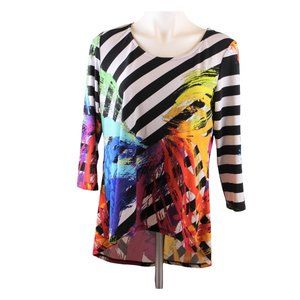 Joseph Ribkoff 12 Art Colorful Flyaway Split Back Top Blouse